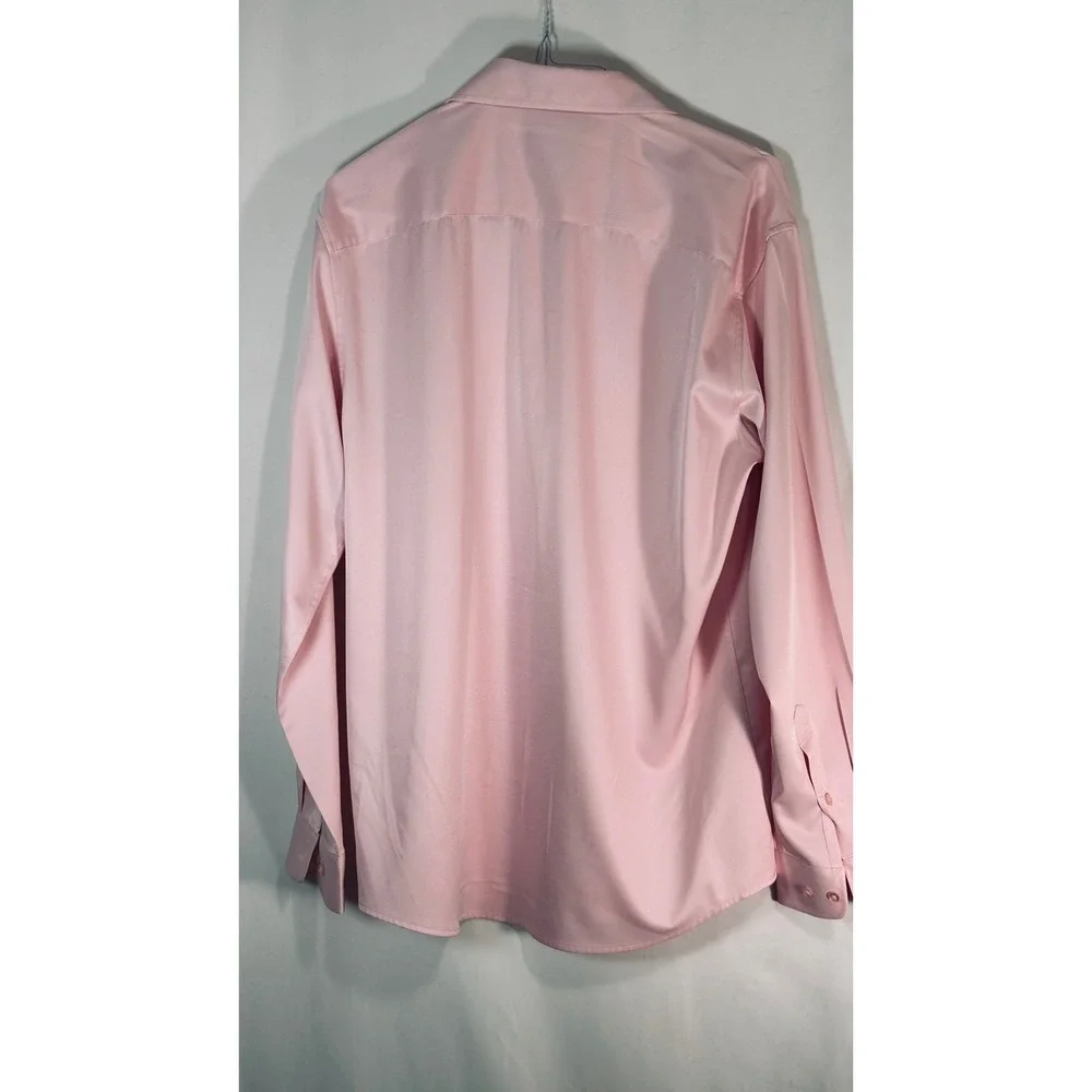 Alimens & Gentle Flex Mens Pink Long Sleeve Button Down Dress Shirt Size L Tall - Picture 9 of 13